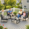 4 Piece Garden Furniture Set, Outdoor Sofa Set with Loveseat, Armchairs, Table