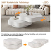 White Flower Shaped Coffee Table with 360° Rotating Top Living Room Furniture