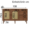 Sideboard Kitchen Storage Cabinet with 2 Drawers & Rattan Doors Cupboard UK