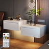 Floating Bedside Table Set of 2 Wall Mounted Nightstand W/ Drawer White