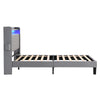 Upholstered Platform Bed 3ft Single Bed Frame with LED Storage Headboard Grey