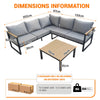 5-Seater Garden Furniture Set L-Shaped Corner Sofa With Square Coffee Table Grey
