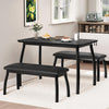 3Pcs Dining Table Set for 4, Kitchen Table w/Metal Frame & 2 Upholstered Benches