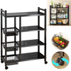 4 Tier Kitchen Basket Storage Trolley Rack Fruit Vegetable Organiser Shelf Cart