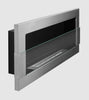 Wall-hung bio-fireplace with glass 900x400 Inox