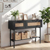 Freestanding Sofa Table with Flip Doors & Open Storage Shelf