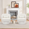 360° Swivel Accent Chair Upholstered Barrel Chair w/Striped Backrest Living Room