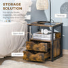 End Table Bedside Desk Slim Storage Cabinet with Shelf Rustic Brown