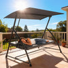 2-in-1 Swing Chair 3 Seater Hammock Cushion Bed Tilt Canopy Garden Dark Grey