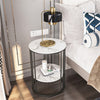 2Tier Round Side Table Marble Top Coffee Table Bedroom Nightstand Indoor Outdoor