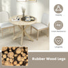 COSTWAY 90CM Wood Dining Table Round Kitchen Table for 2-4 People-Brown