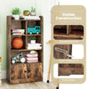 Bookshelf Freestanding Bookcase with Doors & 2 Storage Cabinets-Coffee