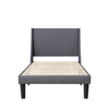 Bed Frame 3ft Single Size Linen Fabric Upholstered Bed Slatted Foundation Grey