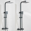 Black Bathroom Thermostatic Exposed Shower Mixer Twin head Large Square Bar Set