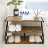 3 Tiers Metal Frame Shoe Rack Storage Organizer Wooden Footwear Stand Shelves UK