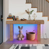 Farmhouse Console Table w/LED Lights&Charging Station Narrow Entryway Sofa Table