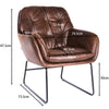 Distressed Tan Leather Armchair Occasional Retro Button Sofa Chair Padded Seat