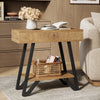 End Side Table for Living Room, Narrow Couch Arm Side Table with Storage Shelves