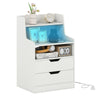 Modern Storage Dresser 2-Drawer Bedside Table with Open Shelf-White