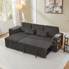 L-Shaped Convertible Sofa Bed Corduroy 3-in-1 Sleeper Sofa with Storage Chaise