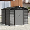 Grey Wood Grain Metal Garden Shed 8x7ft Outdoor Storage House with Foundation