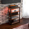 4-Tier Corner TV Stand with Storage, LED Lights, Cable Management, Small TV Unit