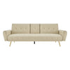 Sofa Bed 3 Seater Faux Leather Click Clack Couch Cup Holders Grey Cream Black