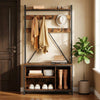 Hall Tree with Bench Coat Rack Shoe Bench Coat Tree with Storage Cubbies