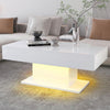 White LED Coffee Table High Gloss Cocktail Table Modern Living Room Rectangle