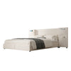 4ft6 Double Velvet Bed Frame with Headboard with Storage Pockets & Drawers Beige