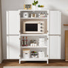 Kitchen Pantry Cupboard Freestanding Tall Storage Cabinet With 4 Door &4 Shelves
