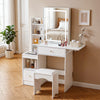 Dressing Table With Drawers Mirror Stool Wireless Charging Set Makeup Vanity