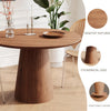 Round Dining Table for 4 Modern Wood Kitchen Table w/ Pedestal Base Space-Saving