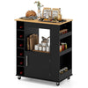 Kitchen Island Rolling Storage Cabinet Trolley Cart Shelves-Black