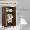 Industrial Wooden Wardrobe With Hanging Rail Shelf Clothes Storage Organiser
