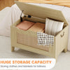 Storage Chest Rattan Toy Chest Wood Storage Bench w/ Safety Hinge Storage Trunk