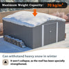 12x14FT Galvanized Metal Garden Shed Lockable Door Tool Storage shed, Grey