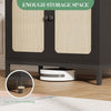 Buffet Storage Cabinet with Rattan Decorating Living Room Wood Kitchen Sideboard