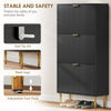 Slim Shoe Storage Cabinet with 3 Flip Drawers for Hallway, Black