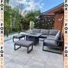 Sofa Set Aluminium Outdoor 6 Piece Garden Furniture with Fire Pit Table Grey