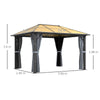 3 x 3.6m Hardtop Gazebo Canopy w/ Aluminium Frame Netting & Curtains