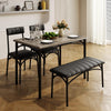 Gray Dining Table Set for 4 with Bench & 2 Upholstered Chairs,Kitchen Table Set