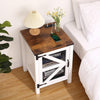 Farmhouse End Table 18" Nightstand w/ Charging Station, Barn Door & Adjustable