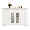 Kitchen Island on Wheels, Rolling Kitchen Storage Trolley with Worktop & Drawers