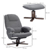 Linen-feel Fabric Recliner Chair with Ottoman and 360° Swivel, Grey