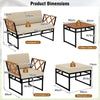Metal Sectional Sofa Set w/ Cushions & Bungee Rope Seat