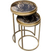 2-Piece Nesting Table Set - Modern Gold Frame with Decorative Marble Top
