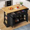 Kitchen Island Storage Trolley Cart with Drop Leaf, Drawers & Spice Racks, Black