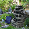 Solar Rock Cascading Fountain Outdoor Garden Water Feature LED Statue Decoration