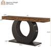 63-Inch Industrial Console Table Narrow Entryway Sofa Table w/ Black Metal Base